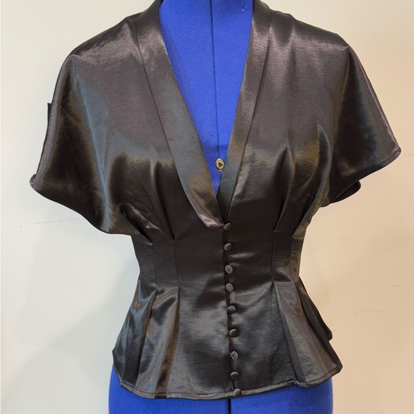 Commense Black Satin Blouse - Picture 4 of 9